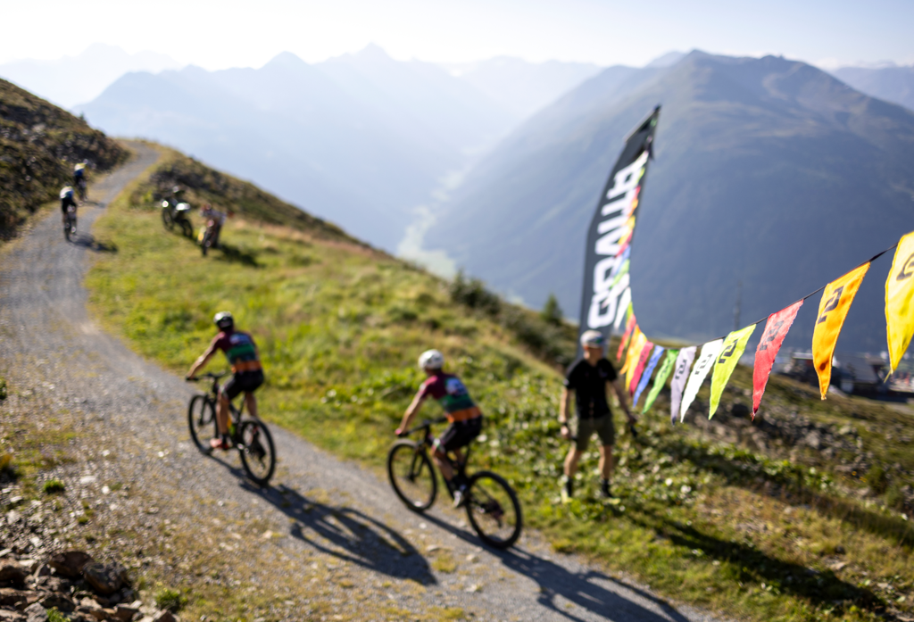 Supporters at a route station at Swiss Epic