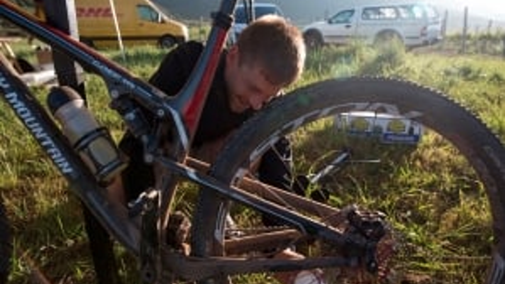 Person at Bike service