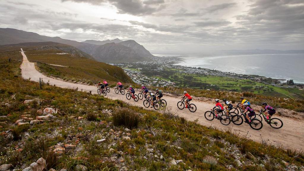 Riders at the top of a mountain at Wines2Whales Stage 1 Chardonnay