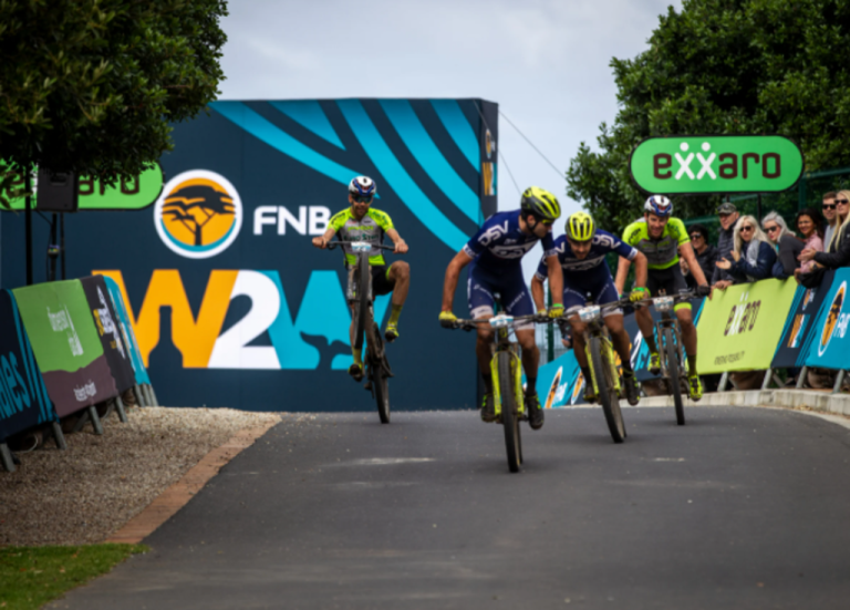 Four bikers heading the curve of W2W