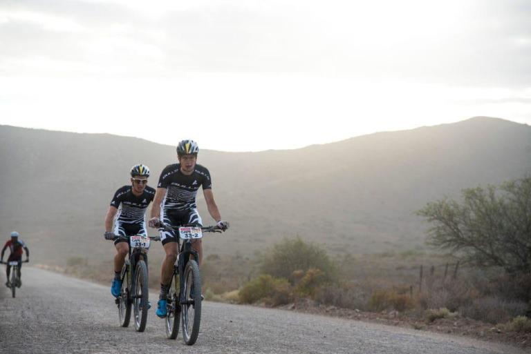 Martin Frey and Simon Schneller of Team Bulls 3 during stage 1 of the 2018 Absa Cape Epic