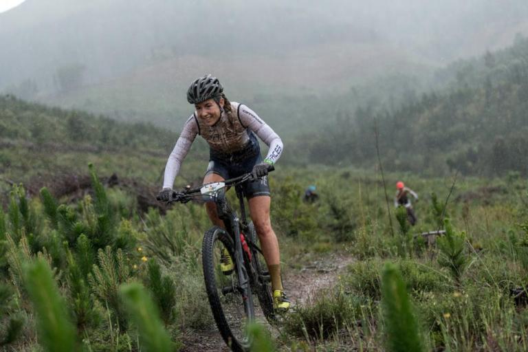 Candice Lill from team Faces during the 2019 FNB Wine2Whales Chardonnay 3 day mountain bike event Stage 1 from Lourensford to Oak Valley. Image by Xavier Briel