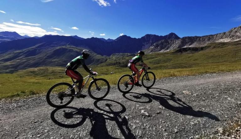 A landscape shot with 2 bikers of Lesotho
