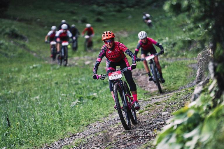 Adelheid MORATH and Bettina JANAS during Stage 4 of the 2019 Swiss Epic from Lenzerheide to Lenzerheide, Graubünden, Switzerland on 23 August 2019