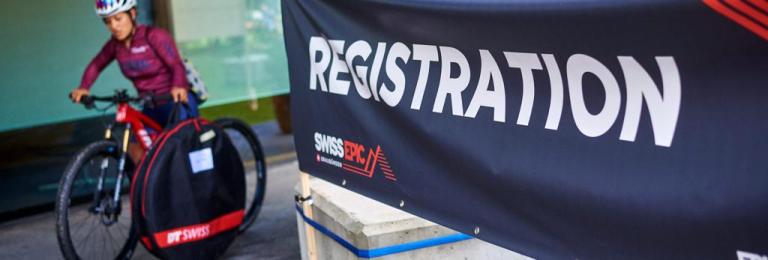 Close up of a swiss epic registration flag