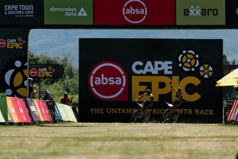 Beers and Sarrou rounding the last corner of the cape epic 