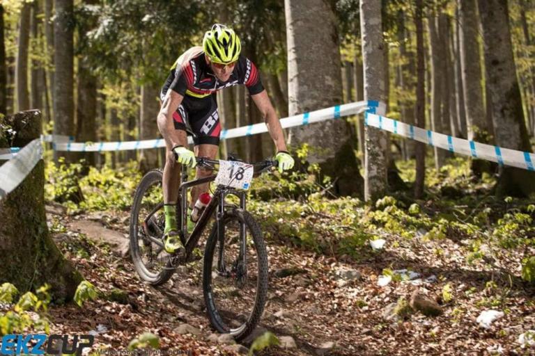 Rohrbach and Fluckiger crossing the Swiss Epic finish line