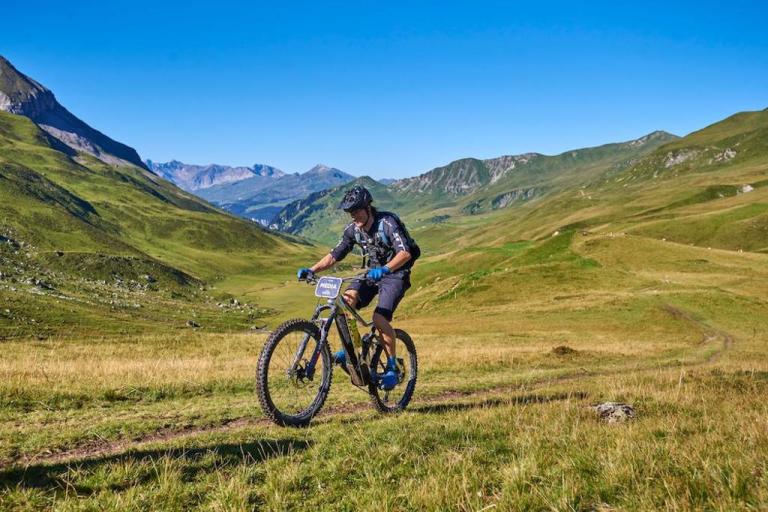 Biker heading through the Graubünden region