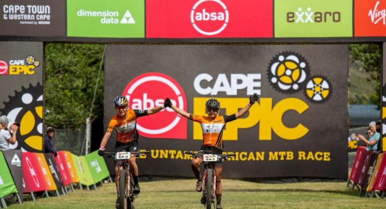 Frei and Stigger crossing the Cape Epic Stage