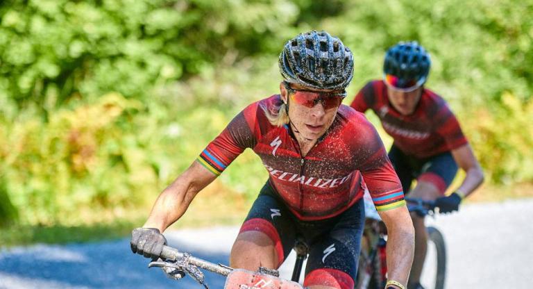 Langvad and Batten racing the 2020 Swiss Epic