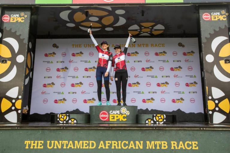 Lill and Strauss standing at the end of the MTB race