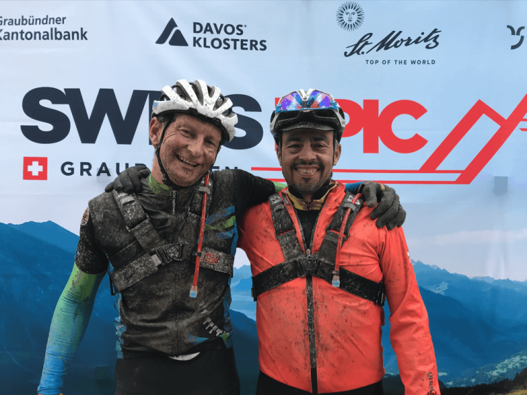 Alex and Antonio after Stage 1 of the 2019 Swiss Epic
