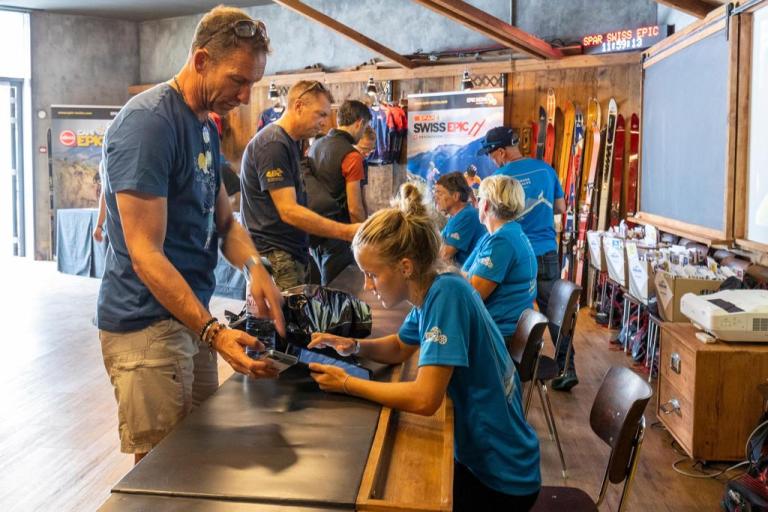 Volunteers at the registration at Swiss Epic