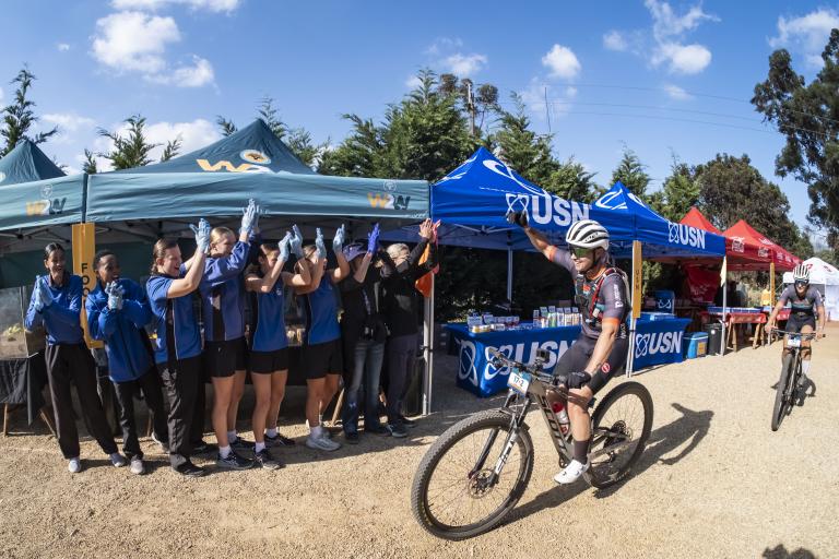 Big cheers by the USN water point crew. Photo by Dom Barnardt. 