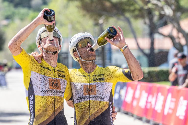 Hans and Wout cellebrating the win in 4Islands Epic 2025