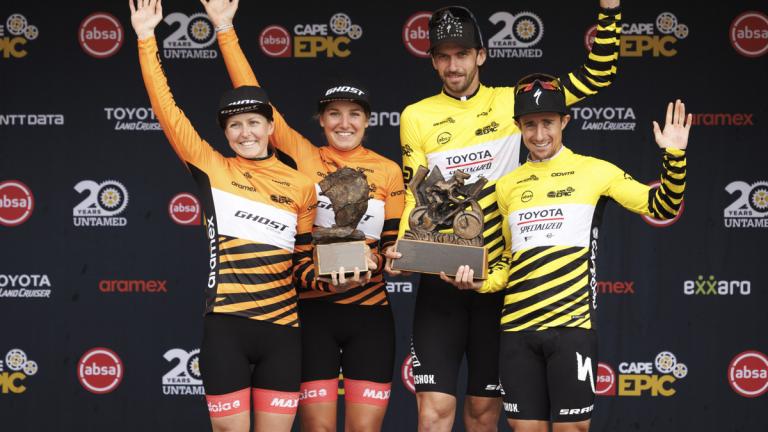 2024 Absa Cape Epic Winners, Ninety One Toyota songo and Ghost Factory Racing. Photo by Nick Muzik. 