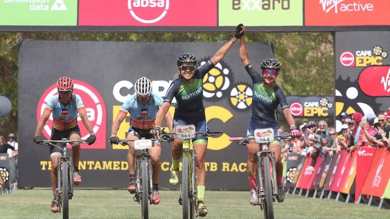Beukes and Buys finishing the Absa Cape Epic [Absa Cape Epic]