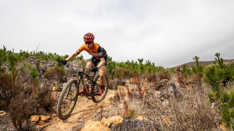 Annika Langvad and Anna van der Breggen during stage 3 of the 2019 Absa Cape Epic Mountain Bike stage race held from Oak Valley Estate in Elgin, South Africa on the 20th March 2019. Photo by Sam Clark/Cape Epic PLEASE ENSURE THE APPROPRIATE CREDIT IS GIVE