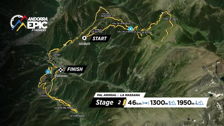 Overview map of Stage 2 at Andorra Epic 2025