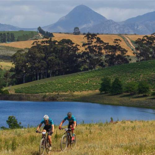 Two bikers on e-bikes [FNB Wines2Whales]
