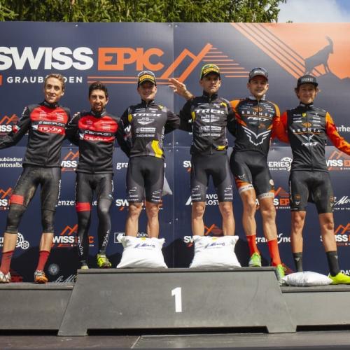 Two bikers spraying champagne [Swiss Epic]