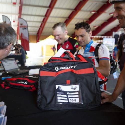 A close up of the SCOTT brand biker bag [Swiss Epic]