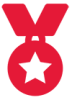 Red icon of a medal